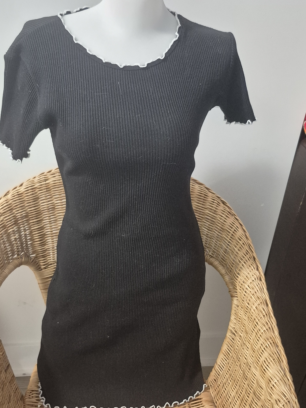 Zara Black Ribbed Mini Dress